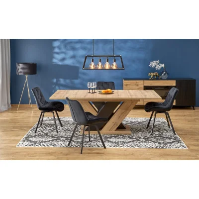 FOLDING TABLE BRANDON 160 - 200/90 CM WOTAN OAK / BLACK